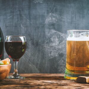 Glass of Beer and red wine