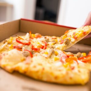 People taking one slice of pizza